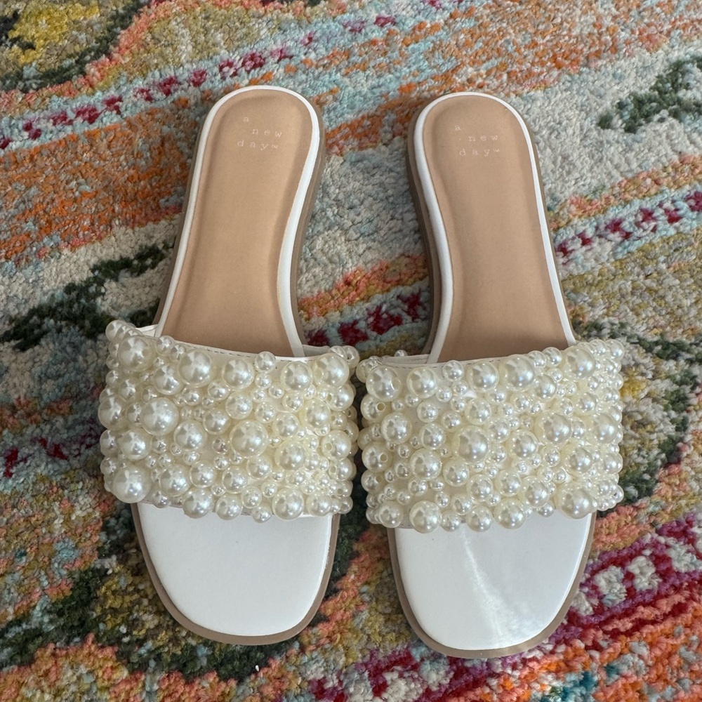 a new day White Pearl Embellished Sandals